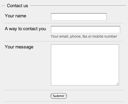 The simple contact form